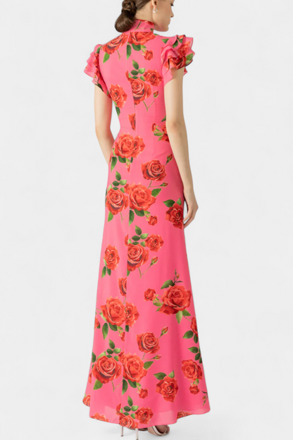 Mayra – Qipao Dress with Elegant Rose Pattern