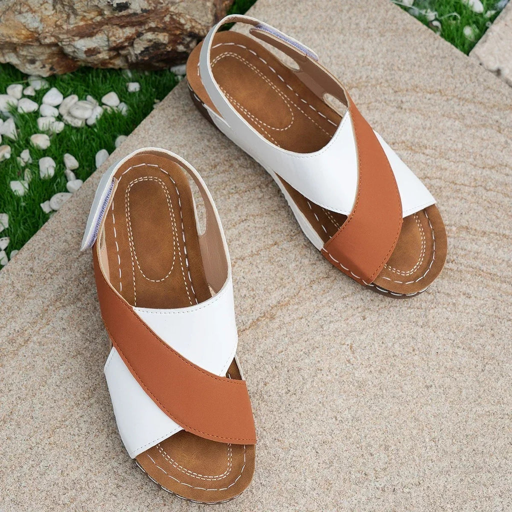 The Amalfi Two-Tone Cross-Strap Sandal