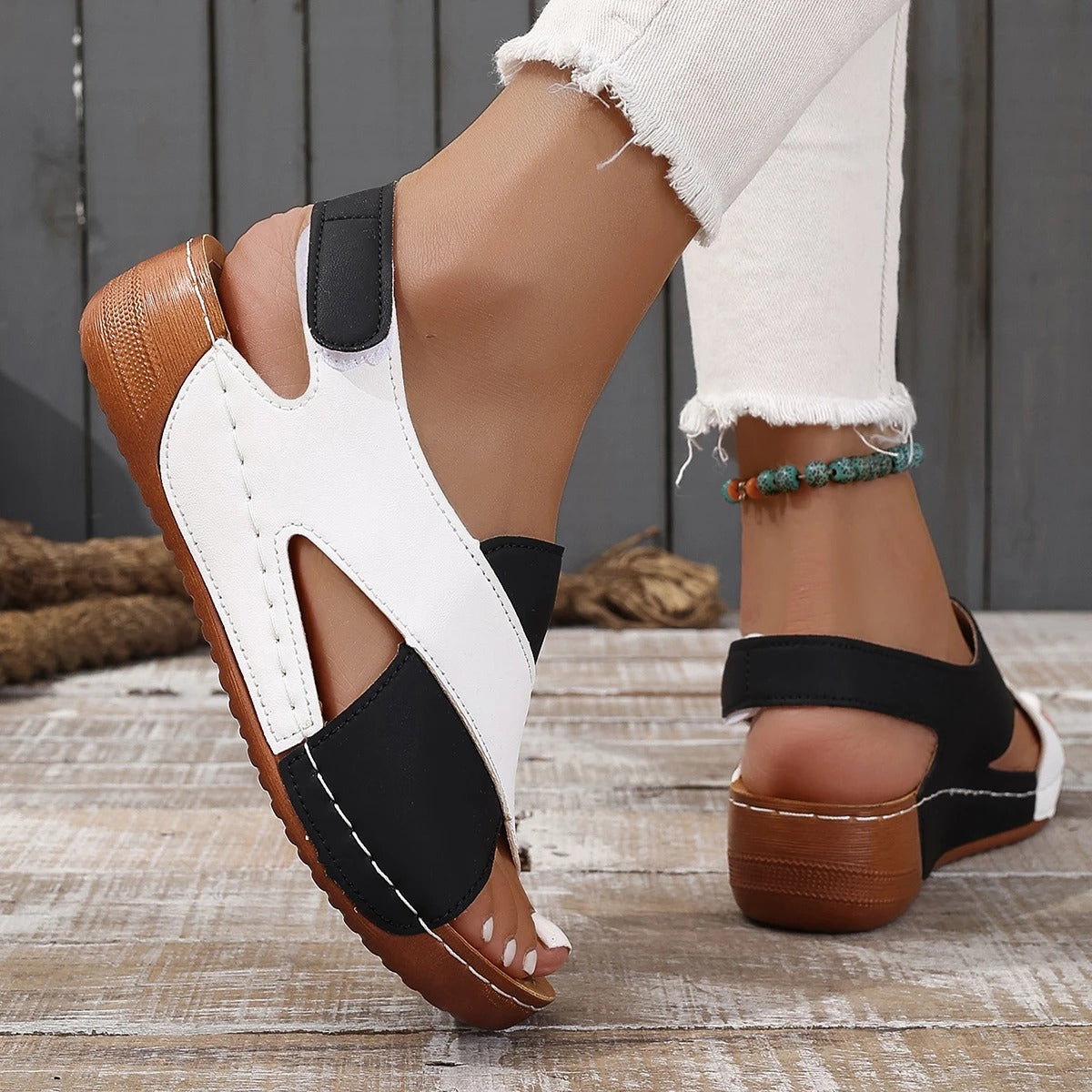The Amalfi Two-Tone Cross-Strap Sandal