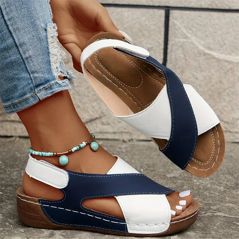 The Amalfi Two-Tone Cross-Strap Sandal