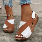 The Amalfi Two-Tone Cross-Strap Sandal