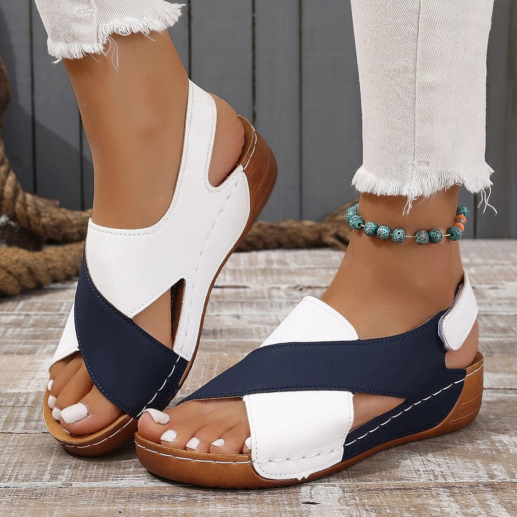 The Amalfi Two-Tone Cross-Strap Sandal