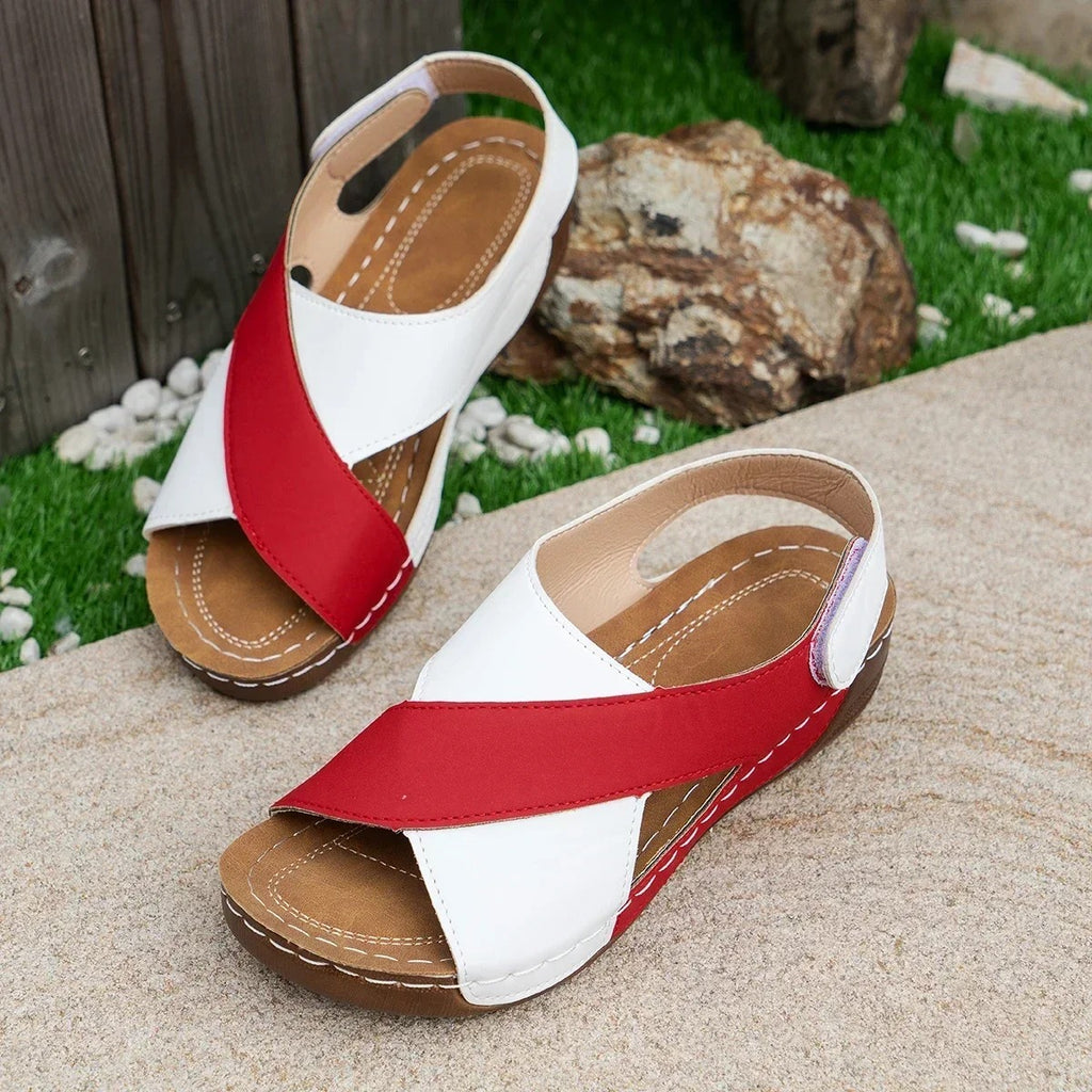 The Amalfi Two-Tone Cross-Strap Sandal